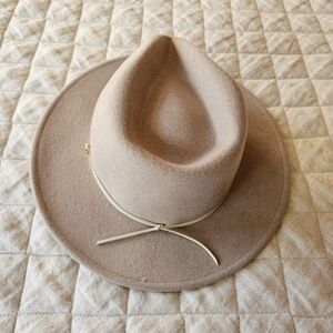 Anthropologie Van Palma Wide Brim Wool Felt Western Hat - Beige - Size S